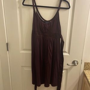 Eggplant colored satin tie ruched dress